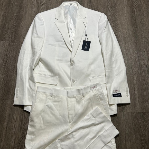 Jos. A. Bank Other - Jos A Bank Suit Set 41R 30x30 White Linen Cotton Slim Fit Separates NEW NWT